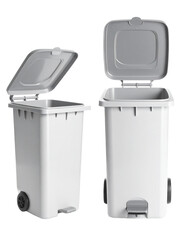 Trash can, opened, top at side Isolated on Transparent or White Background