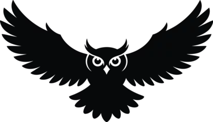 Fotobehang Uiltjes Black owl with spread wings white  © Nurnabi