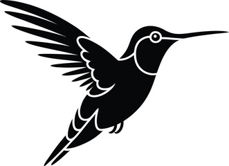 Black hummingbird in flight flying wings