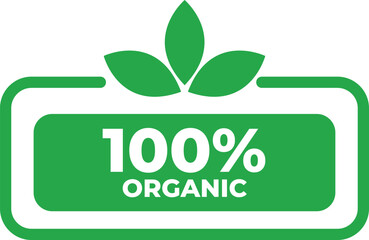 100% Organic Certification Logo – Eco Label Badge for Food and Natural Products