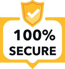 100% Secure Badge Banner – Safety Guarantee Icon for Web and Payment Security