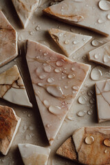 Assorted Marble Pieces with Droplets: Captivating Array of Tones, Textures, and Natural Beauty