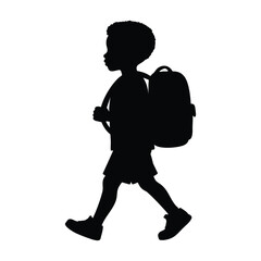 Silhouette of a Child Walking with a Backpack Symbolizing Education and Growth