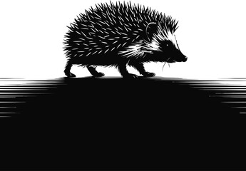 Spiky creature walking silhouette hedgehog animal