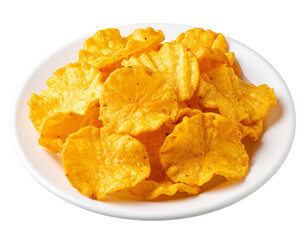 Crispy Bhajiya Thin potato slices made. Vegan Isolated on Transparent or White Background