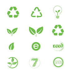Eco Icons Set – Green Environmental Vector Symbols for Sustainability and Nature