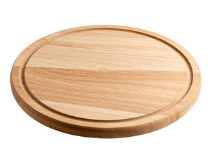 Round Wooden Pizza Board, Isolated on Transparent Background PNG