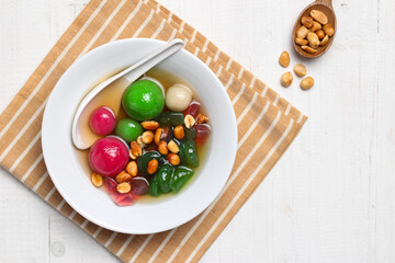 Wedang ronde. Traditional drink made from ginger, sticky rice balls, and peanuts. 