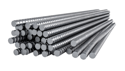 Reinforcement steel bar Steel building armature 3d illustration Isolated on Transparent or White Background