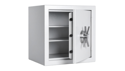 Steel safe vault with open door Isolated on Transparent or White Background