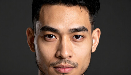 Obraz premium Close-up of a elegant male face against a dark background. 