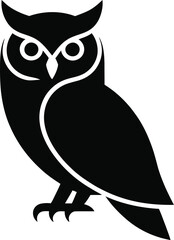 Black owl silhouette with white outline vector