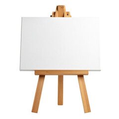 Wooden easel with blank canvas Isolated on Transparent or White Background