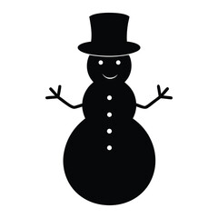snowman with hat silhouette on white background.