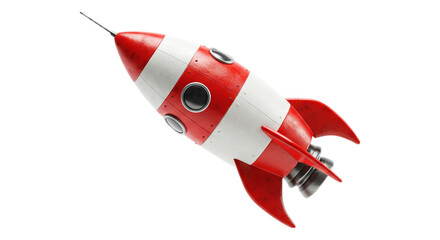 Rocket Ready for Takeoff: A vibrant, retro-style rocket, poised for launch, is a symbol of adventure and exploration. It represents progress and innovation in a photorealistic setting. 