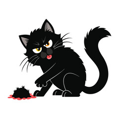 what the fluff angry black cat stretching.
