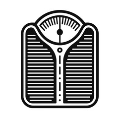 Vintage bathroom scale in minimalist black and white design  