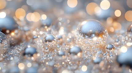 Close-up view of glittering, reflective spheres.