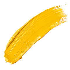 Vibrant Yellow Paint Stroke Texture and Color isolated on transparent baackground
