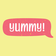 Yummy! Speech Bubble – Textured Comic Style Vector for Food and Fun Designs
