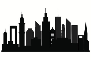 Modern City Skyline Silhouette Urban Landscape Illustration