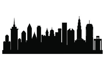 Obraz premium Cityscape Silhouette Urban Skyline Vector Illustration