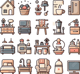 set of furniture icons