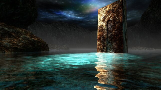 Mysterious Stone Portal in a Surreal Landscape