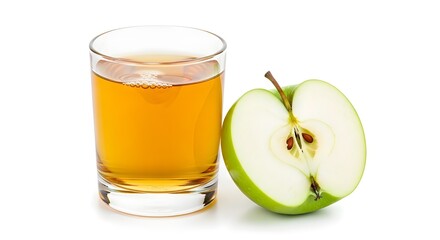 Fresh Green Apple Juice in a Glass with a Halved Apple
Refreshing and Healthy Apple Beverage, Perfectly Poured
Vibrant Apple Juice with Crisp Green Apple Half on White