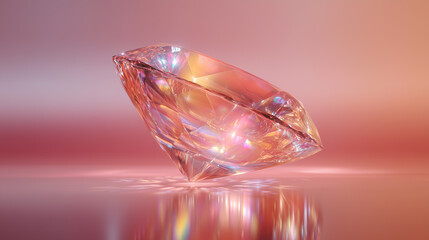 Reflective Pink Diamond Illuminating an Elegant Smooth Surface, Sparking Beauty and Wealth
