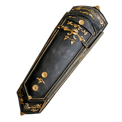 Antique Black Lacquer Coffin with Gold Accents