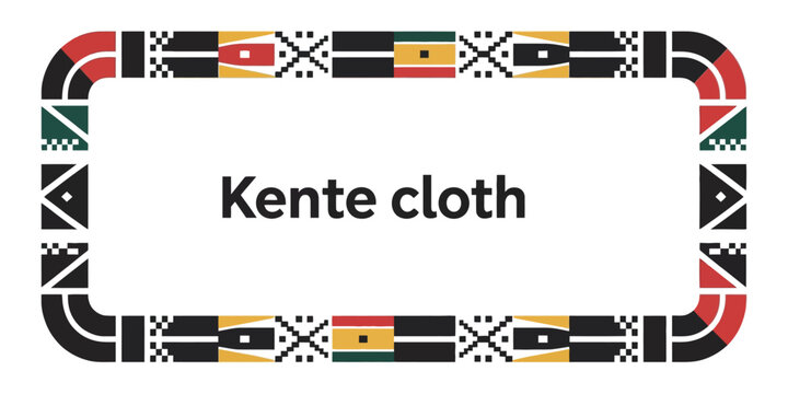 Kente Cloth Rectangle Frame, African Textile Pattern, Black, Yellow, Red and Green