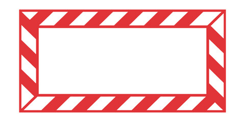 Rectangular frame. White stripes on bright red border for attention effect