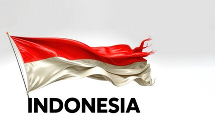 Indonesian red and white flag flowing in the air, symbolizing national pride and identity.