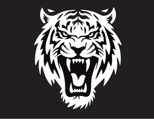 Fierce Tiger Head Silhouette Vector Design