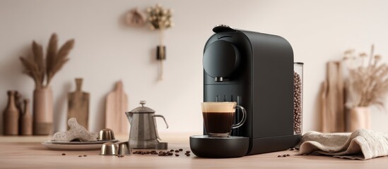 Modern coffee machine in a stylish kitchen