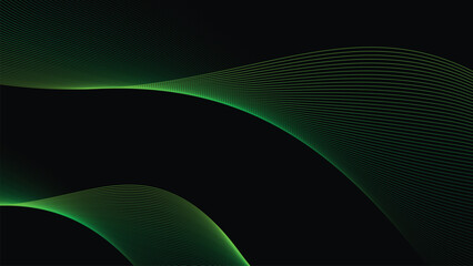 Dark Background with Smooth Green Curve Line Pattern for Futuristic, Elegant, and Tech-Inspired Design