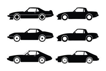 Silhouette Fleet: A meticulously crafted ensemble of classic cars, rendered in stark monochrome, stands as a testament to timeless design. Every curve and contour tells a story of power and elegance.