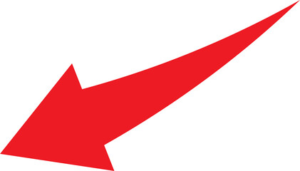 Bold red arrow pointing down and to the left on a white background