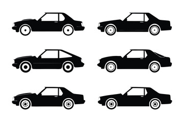 Muscle Car Silhouettes: A collection of meticulously crafted muscle car silhouettes showcases the timeless design and powerful aesthetic of automotive history in sleek, black lines.