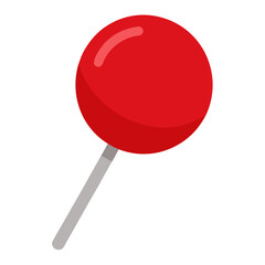 A single red round head pushpin with a silver pin isolated on a white background