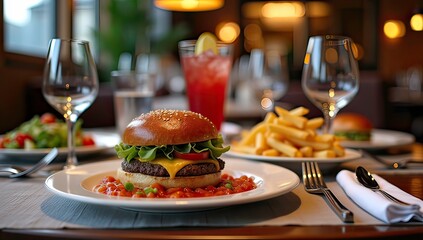 dinner table with food
