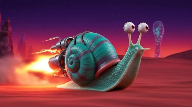 A Fast Snail with Jetpack on a Martian Landscape