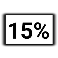 black color Discount and percent sign icon number 15%