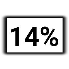black color Discount and percent sign icon number 14%