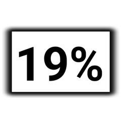 black color Discount and percent sign icon number 19%