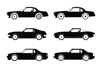 Silhouette Collection of Vintage Cars: A sleek array of classic car silhouettes, a celebration of automotive design, evoking nostalgia for bygone eras and timeless elegance.