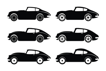 Classic Car Silhouettes: A sophisticated presentation of classic car silhouettes against a plain background, showcasing the timeless elegance and design.