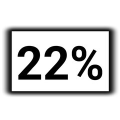 black color Discount and percent sign icon number 22%