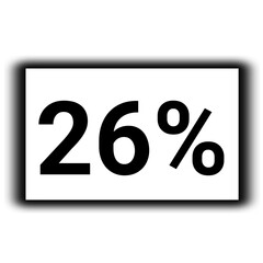 black color Discount and percent sign icon number 26%
